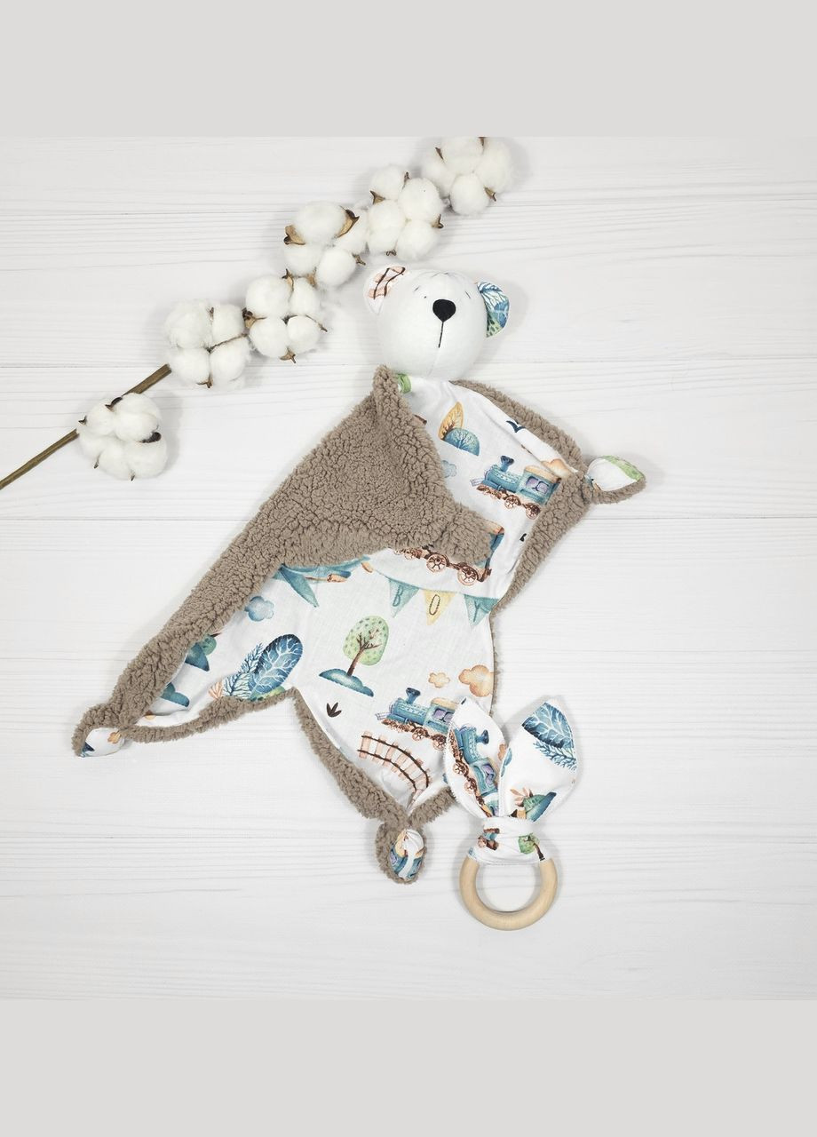 Игрушка комфортер Мишка и Эко грызунок Шуршащие ушки a.l.babybox Поезд Коричневый тедди No Brand (315488184)