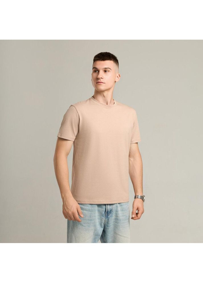 Бежевая базовая футболка с коротким рукавом Vakko
