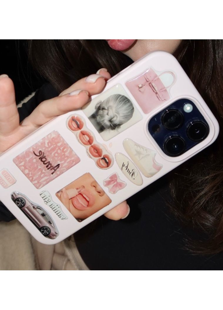 3D Объемные наклейки PINK AMORE Набор 10 шт Stiker Pack наклейки стикеры на телефон ноутбук смартфон iPhone Samsung Xiaomi Pixel Smart (369388080)