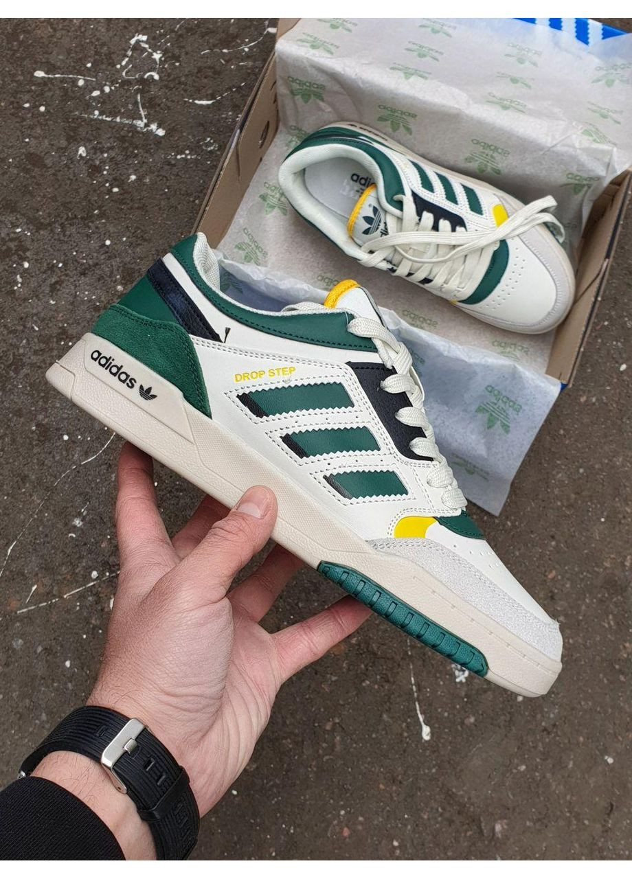 Серые демисезонные кроссовки мужские adidas drop step green yellow адидас дроп степ No Brand