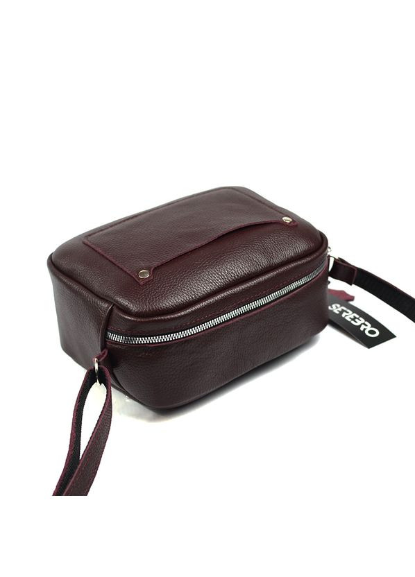 Кожаная женская маленькая сумка бордового цвета через плечо Serebro (278634436)