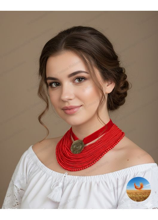 Ожерелье красное короткое с подвеской Пацьоркові мрії (369725123)