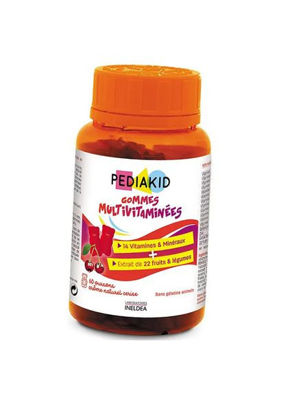 Жувальні Мультивітаміни для дітей, Multivitamin Gummies, 60таб Натуральна вишня (36505004) Pediakid (293256779)