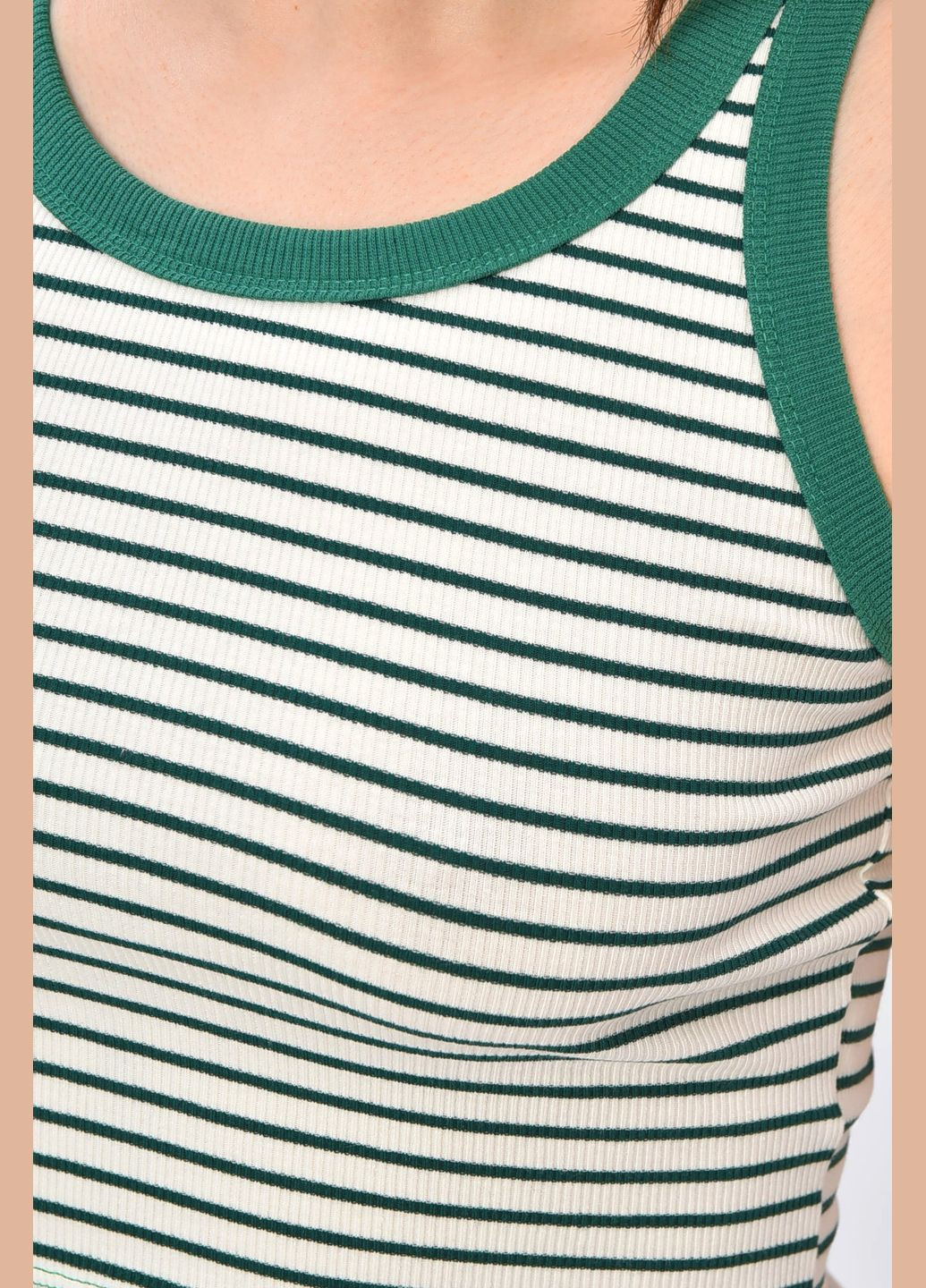 Майка жіноча в рубчик зеленого кольору у смужку Let's Shop - (332006103)