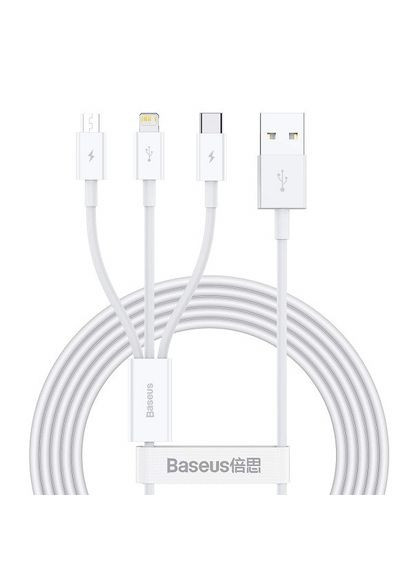 Кабель Superior Series Fast Charging 3 in 1 Lightning + Type-C + micro-USB 3.5 A (1.5 м) White Baseus (324234796)