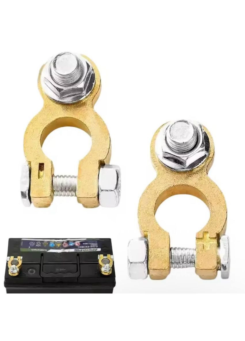 Клеммы аккумуляторные автомобильные набор 2 шт (+ и -) золотой (R051630) Icar (368833839)