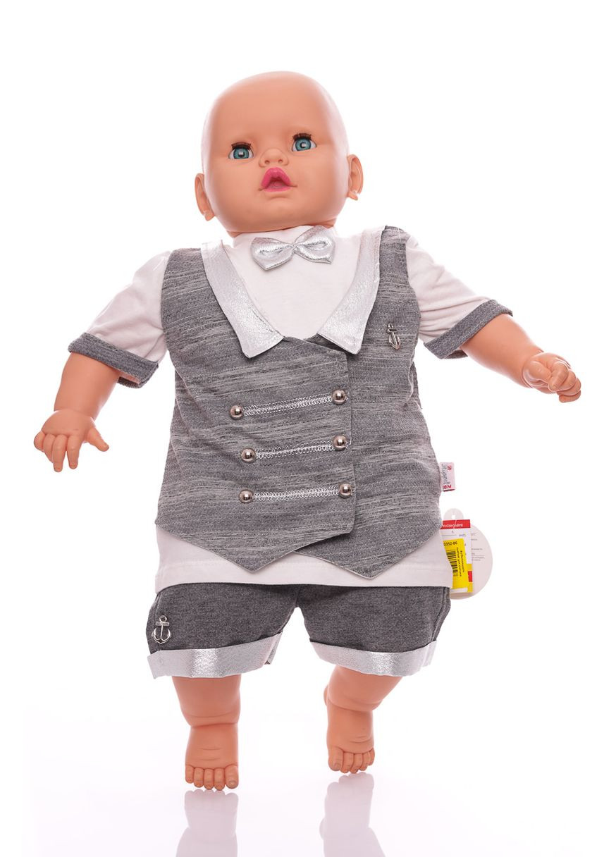 Серый летний нарядный костюм с футболкой и шортами для мальчика серый хлопковый 86 см (50352) Hippil Baby