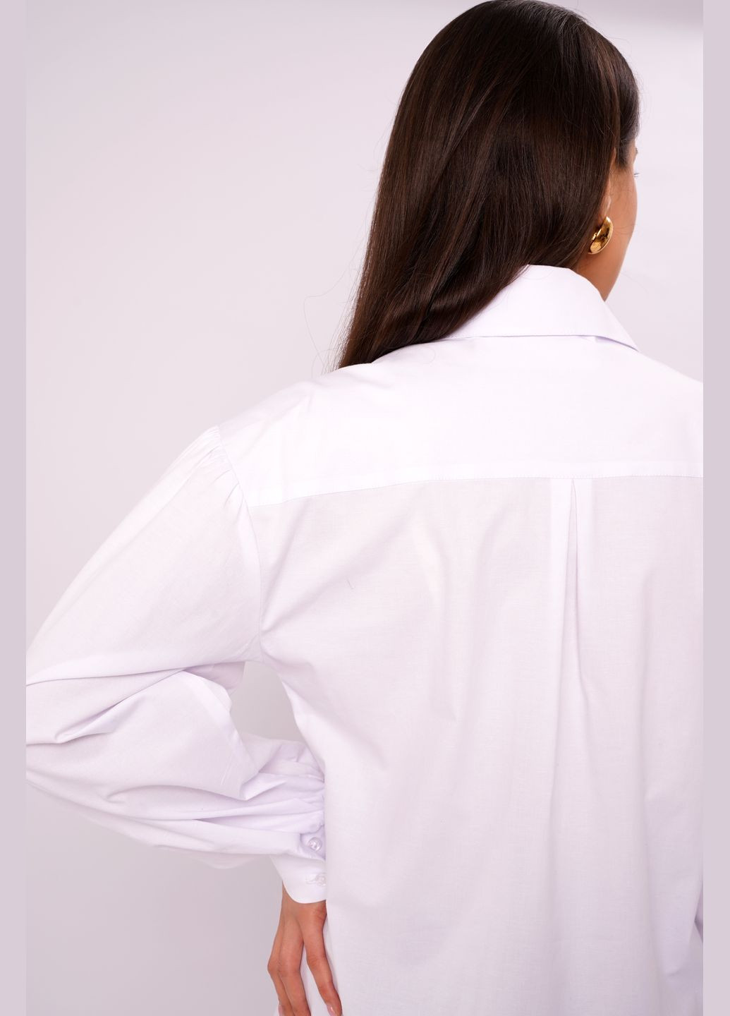 Белая демисезонная хлопковая рубашка с длиным рукавом GELBI 1626