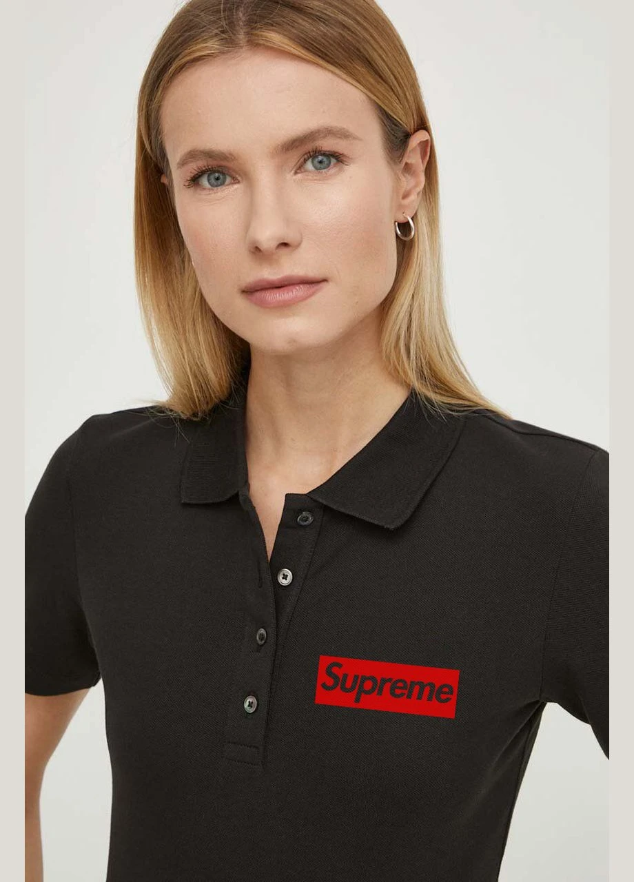 Черная женская футболка-женская футболка - поло supreme No Brand