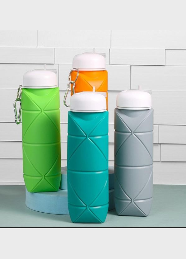 Складана силіконова пляшка для води та напоїв з карабіном 600 мл (R051121) Water Bottle (358222023)