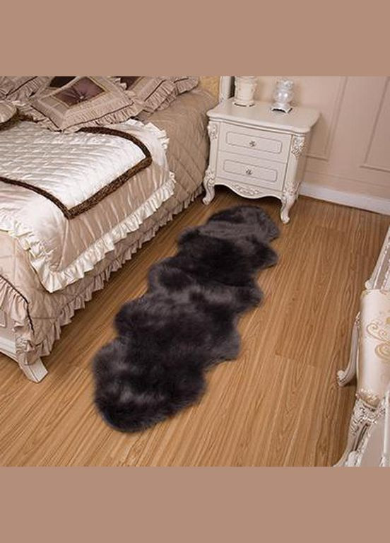 Пухнастий килимок довговорсовий 60х180 Графіт (П4К-polosa-001-03) No Brand (323160787)