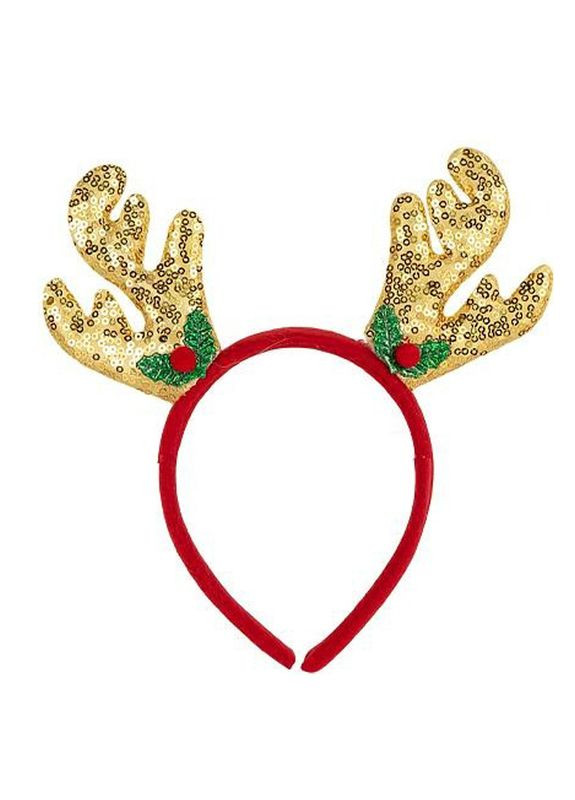 Ободок новогодний "Оленьи рожкит" 2511(Gold) 16,5х14,5 см Bambi (370080562)