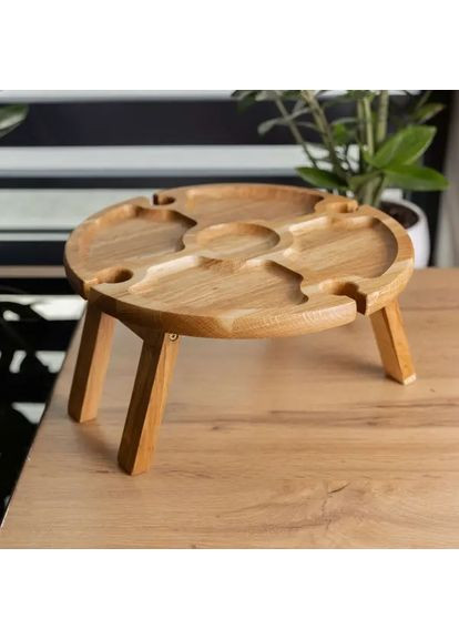 Винний круглий столик з дерева 35х35х18 см на ніжках BWR35018S LUGI (370800963)