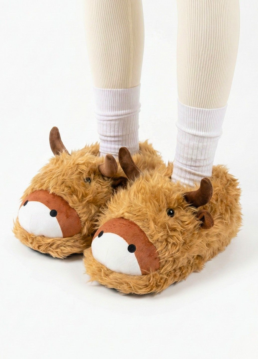 Капці іграшки корова Гайленд домашні для підлітків та дорослих коричневі Lalapka (370858920)