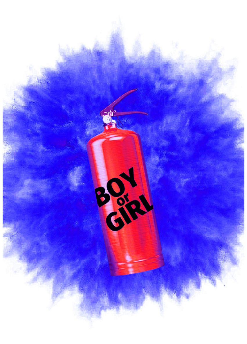 Баллон для Гендер Пати 1 кг с Голубой Краской Холли, Gender Party BOY OR GIRL, красный с наклейкой DobraMAMA (329194595)