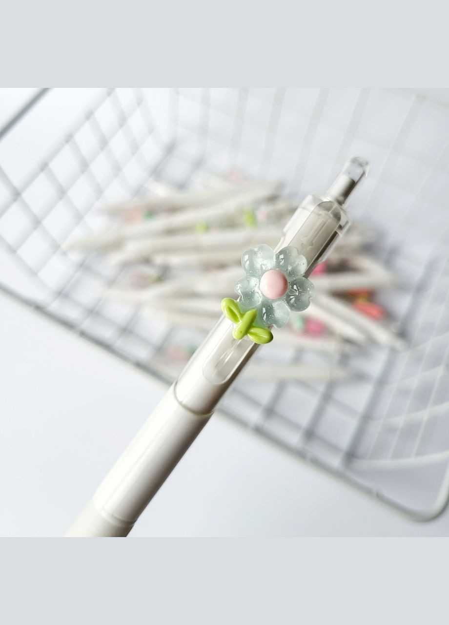 Гелевая ручка в корейском стиле с объемной фигуркой голубая ромашка черная гелевая паста сменный стержень No Brand (320916896)