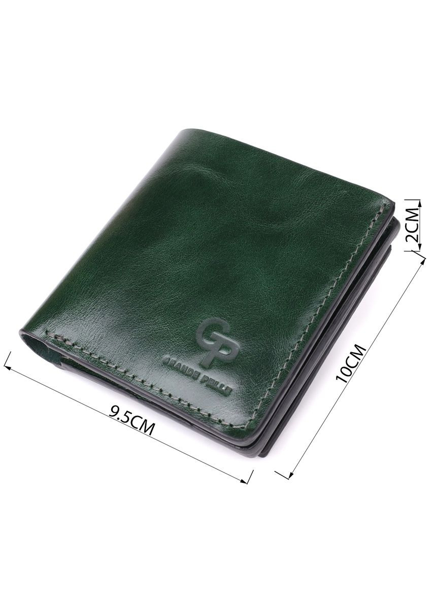 Компактный кошелек из натуральной кожи с монетницей и магнитом зеленый Grande Pelle (352167807)