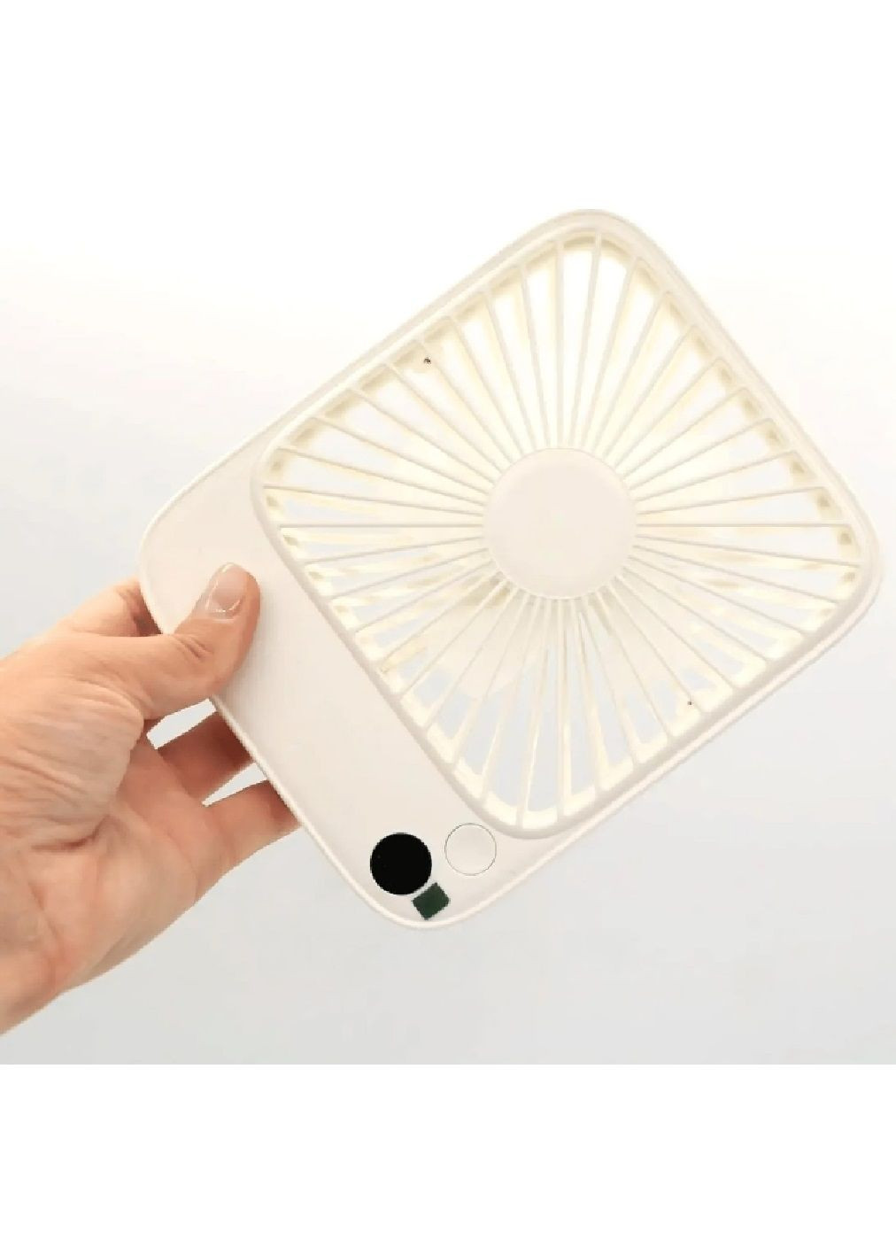 Вентилятор настільний портативний акумуляторний із зарядкою від USB регулюванням швидкості 13.4х16.5х3.8 см (477849-Prob) Білий Unbranded (300391717)