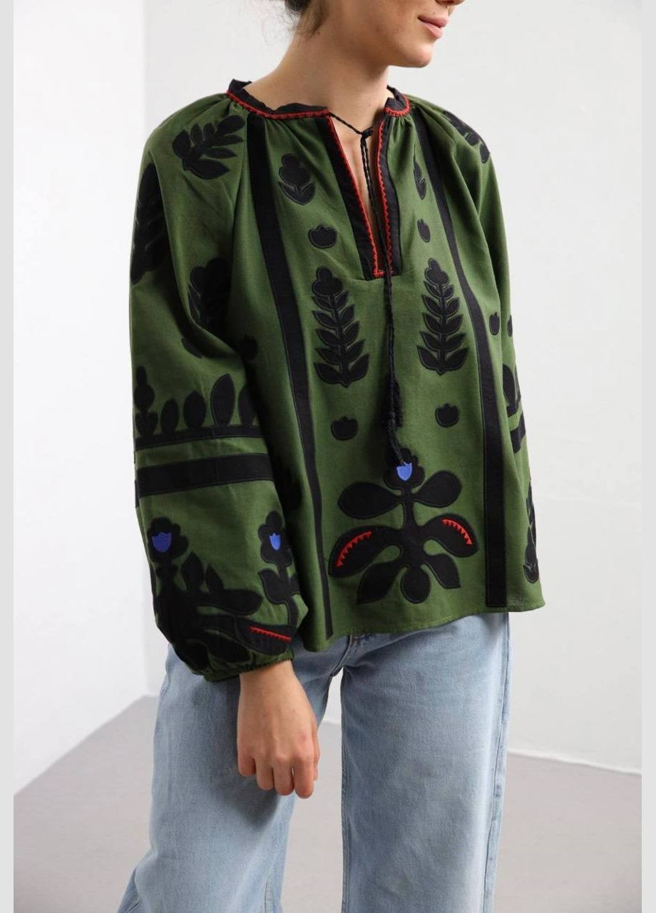 Зелёная вышиванка Garna узор орнамент свободная хлопок, полиэстер (325989488)