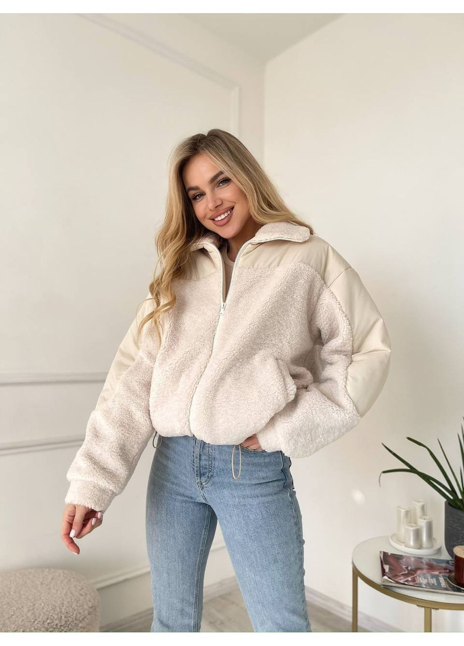 Молочна жіноча куртка демісезон Osoblyva