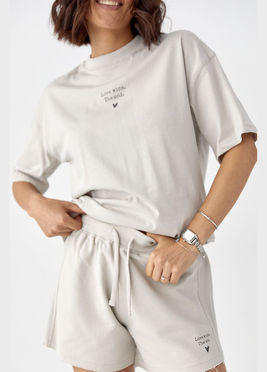 Летний спортивный костюм с шортами - серый цвет Lurex (340917563)