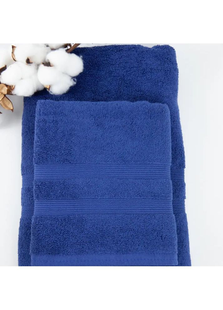 Бавовняний рушник для обличчя 50*90 см, 500 г/м2 Tender Touch Синій (252405090) ТЕП однотонний синій