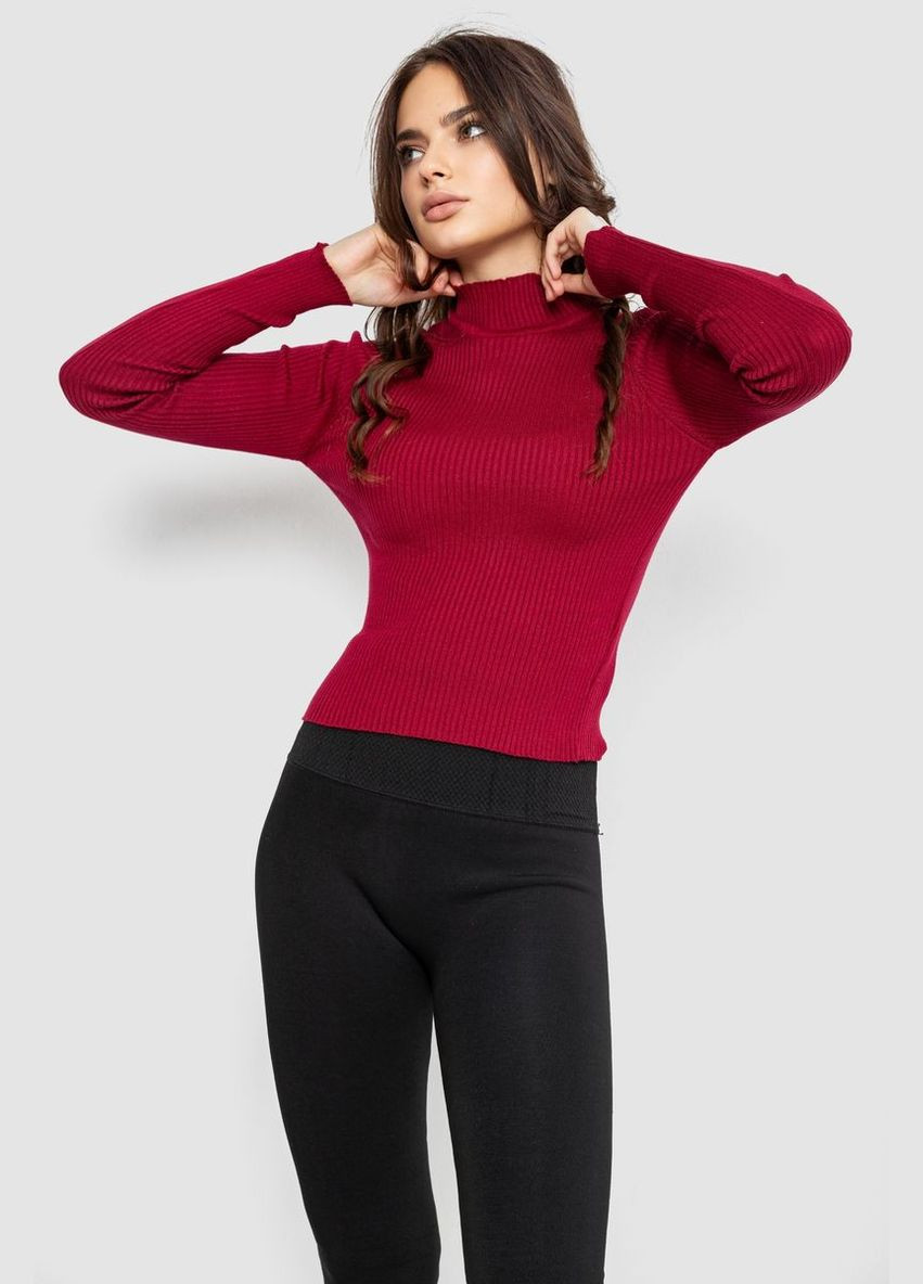 Бордовий демісезонний водолазка жіноча в рубчик Ager