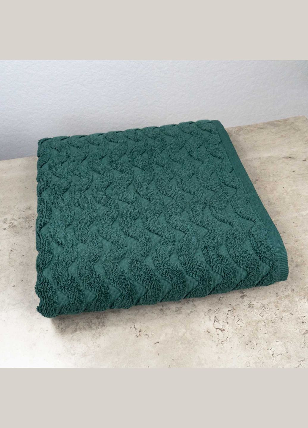 GM Textile махровое банное полотенце жаккардовое волна 70х140см 500г/м2 () зеленый производство -