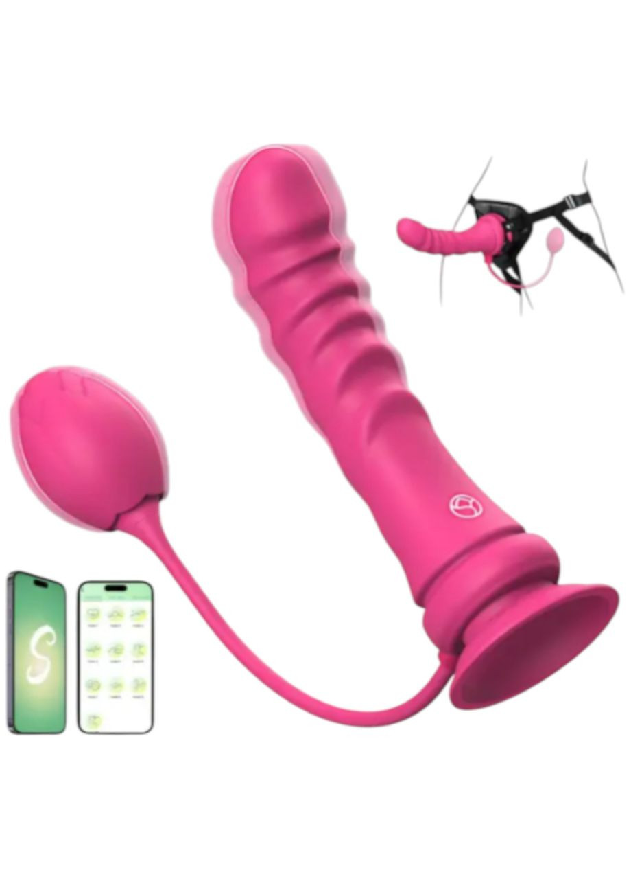 Страпон жіночий Strap-On, Вібратор на ремені з додатковим віброяйцем, керування зі смартфона No Brand (352168585)