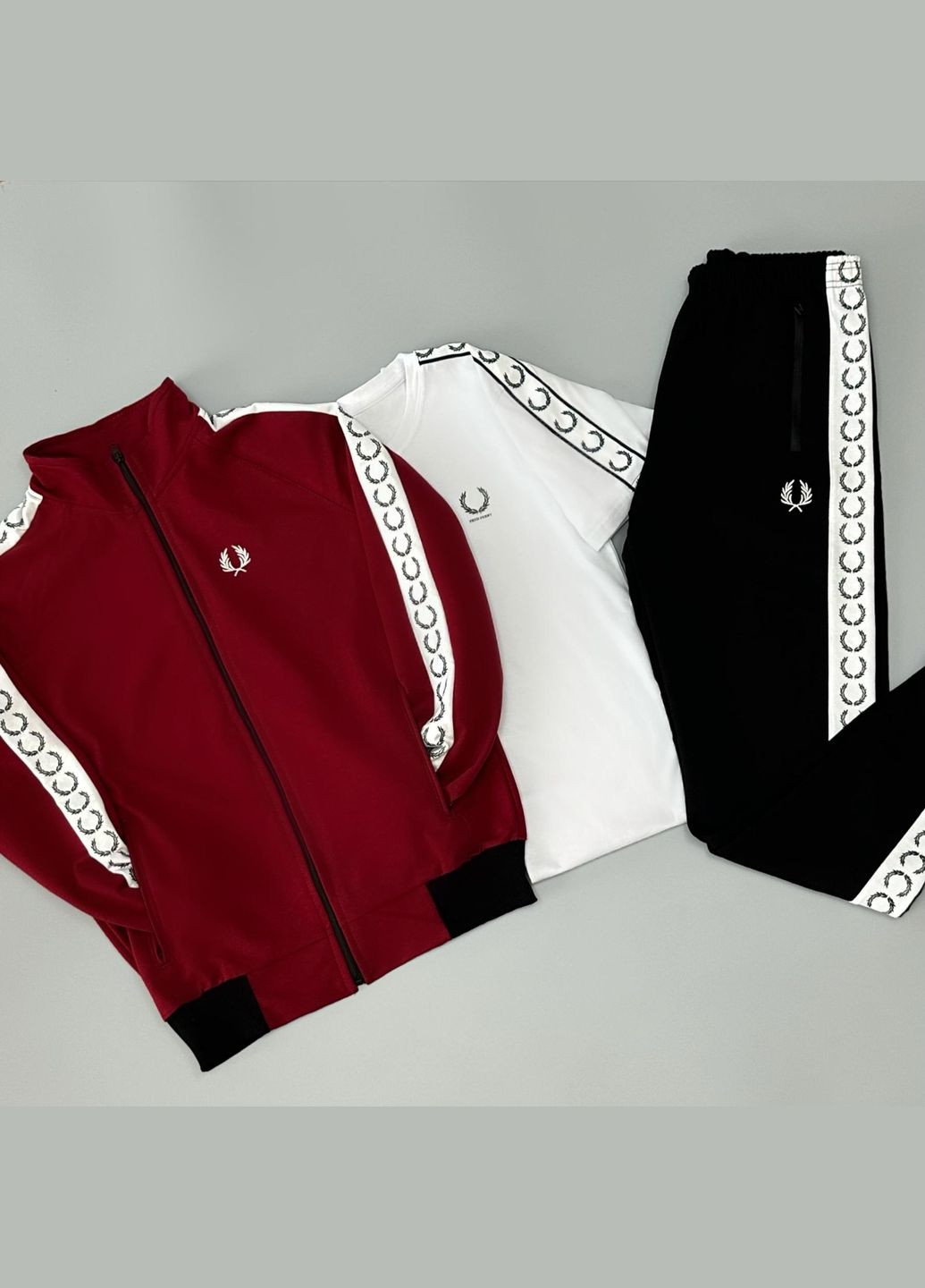 Стильний чоловічий костюм 3в1 Fred Perry чорний No Brand (341306091)