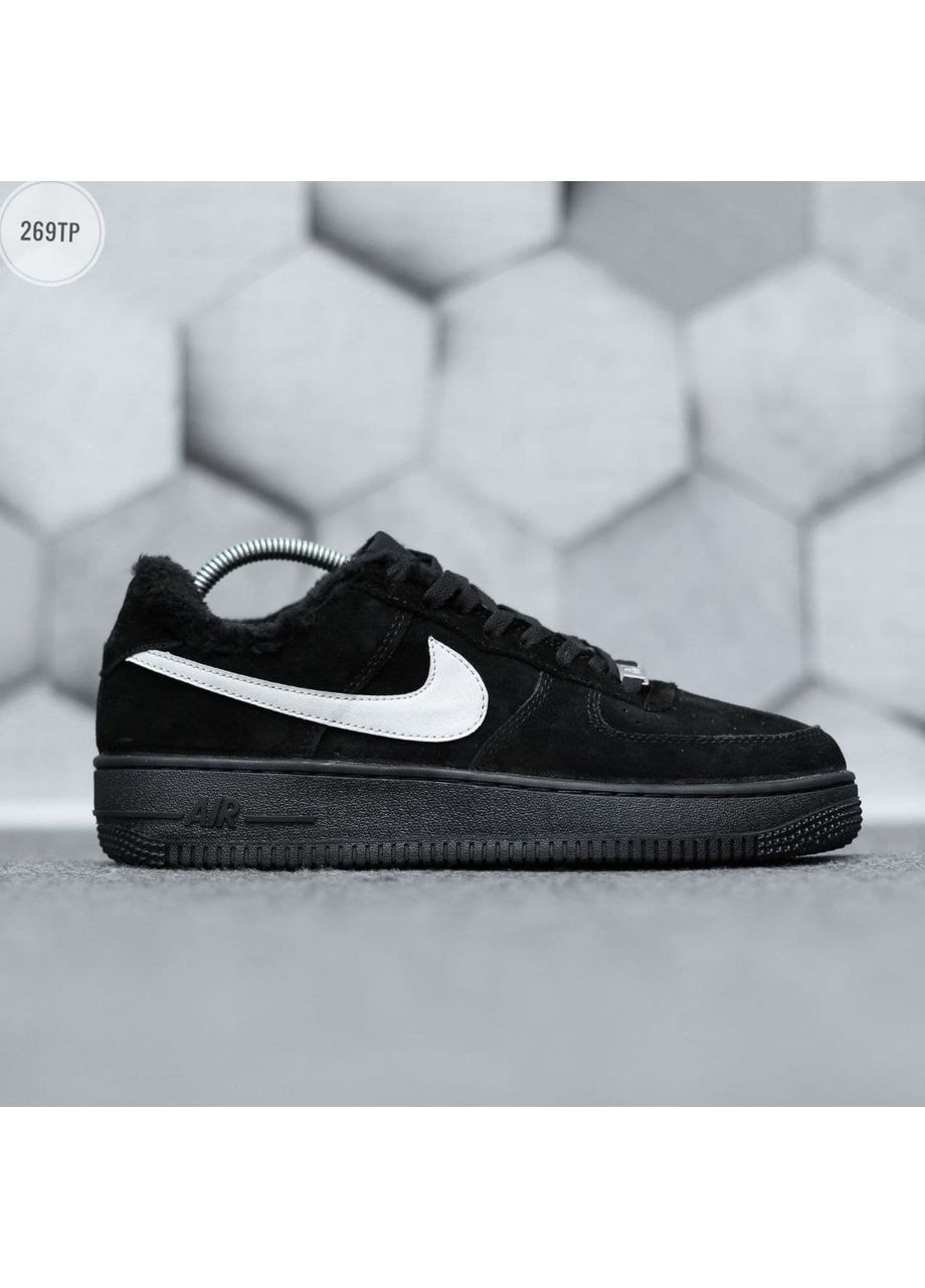 Чорні Осінні кросівки чоловічі nike air force low winter black найк аір форс 1 преміум No Brand