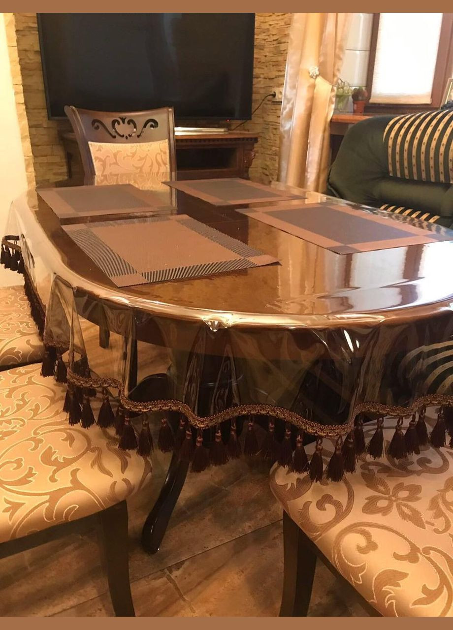 Силиконовая скатерть СALIPSO с коричневой бахромой 110x110см Calipso (313288239)