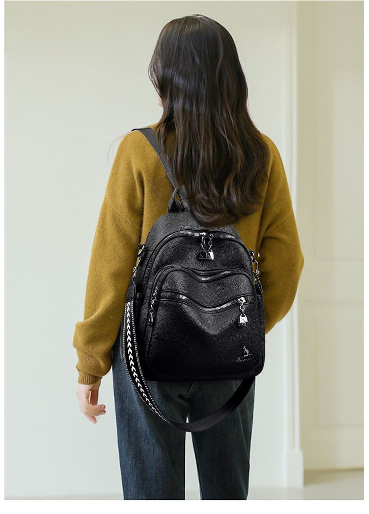 Женский черный рюкзак из натуральной кожи. КиП (366871553)