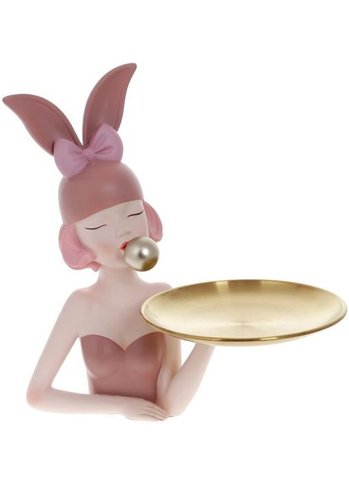 Підставка для прикрас Дівчина-Зайчик полістоун рожева для біжутерії та аксесуарів 15х15х32 см Bona (368976688)