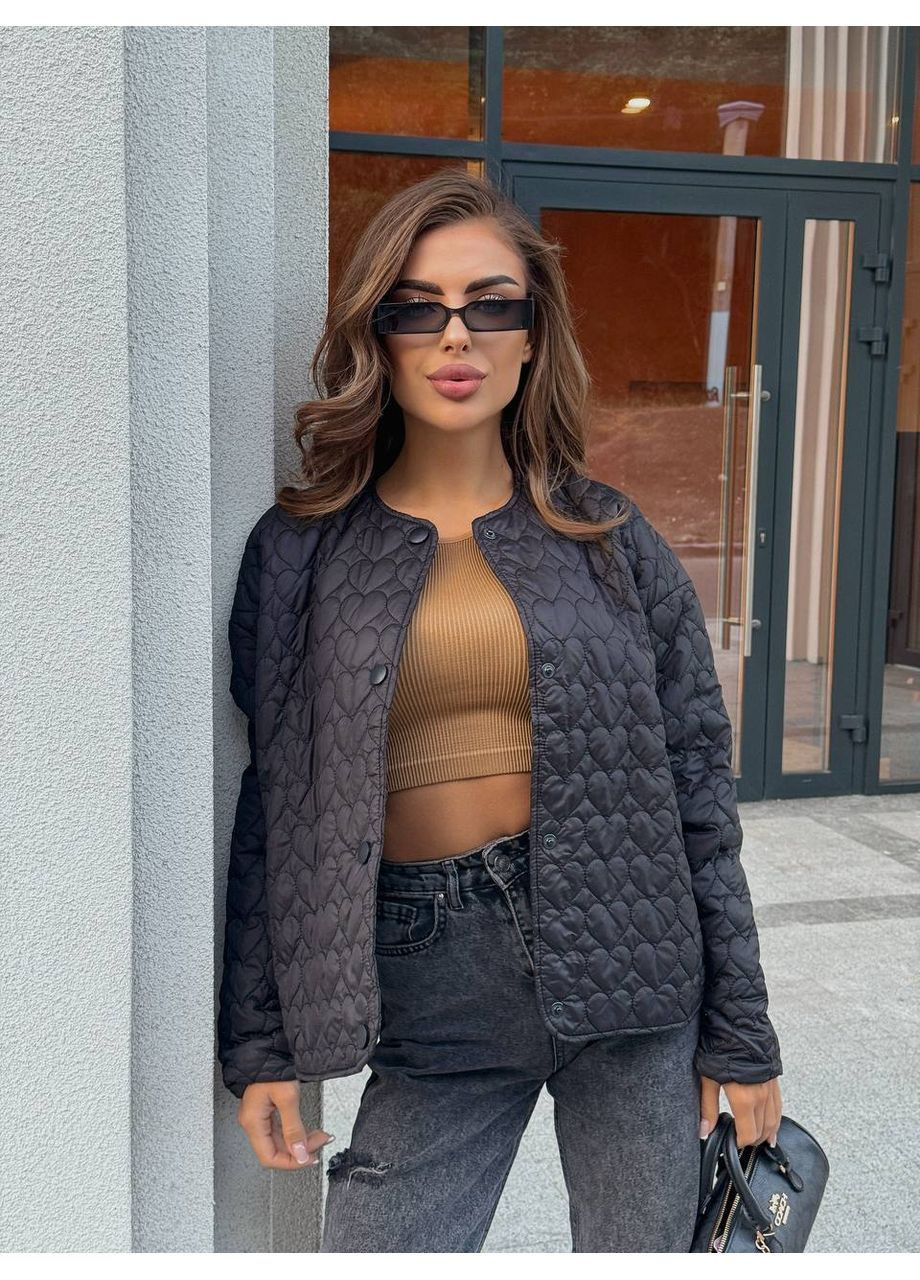 Чорна демісезонна куртка жіноча ветровка No Brand