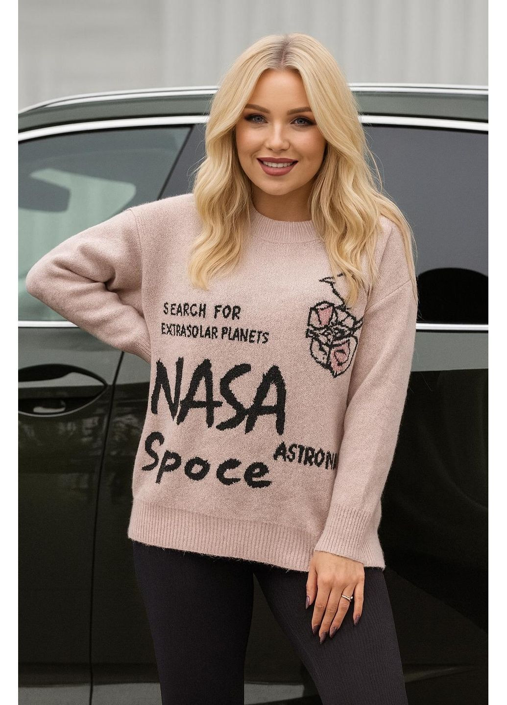 Рожевий зимовий светр жіночій джемпер Women Collection 00211