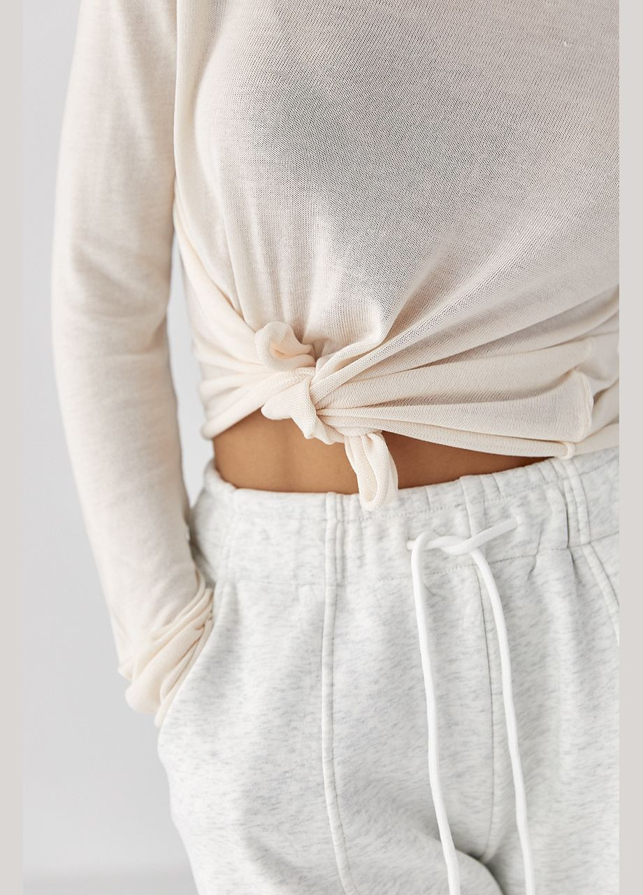 Лонгслив в сетку с горловиной-стойкой Lurex (346493783)