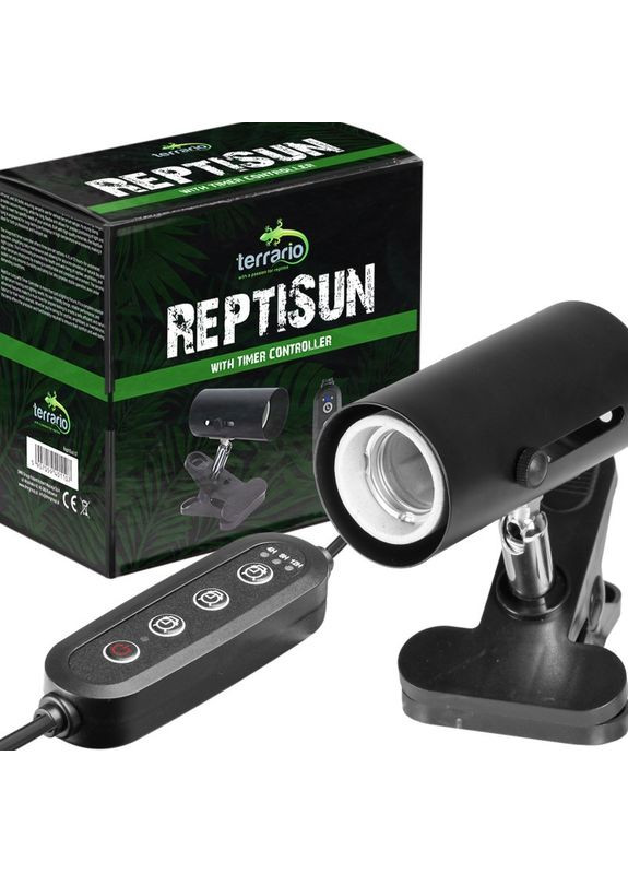 Світильник ReptiSun Time Control 200W із затискною ручкою та таймером Terrario (364489269)