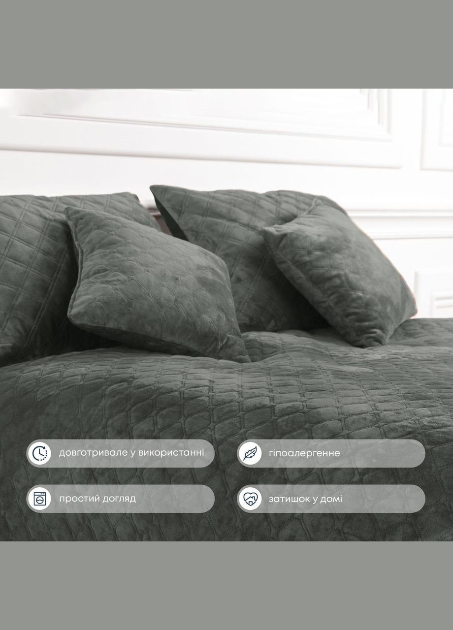 Покривало Велюрове м'яке Сіре Полуторний розмір 150х210 см ромб/круглий ТЕП (323645214)