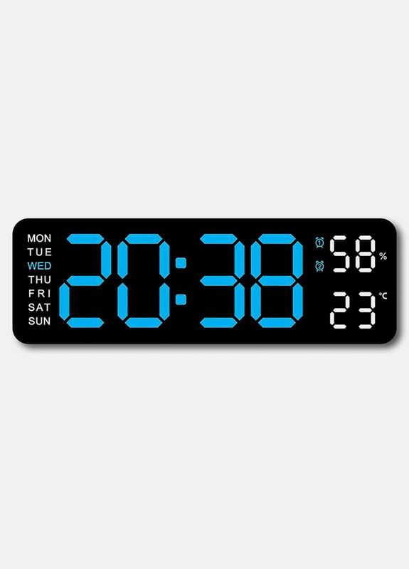 Настенные LED часы с календарем и термометром Black No Brand (286421371)