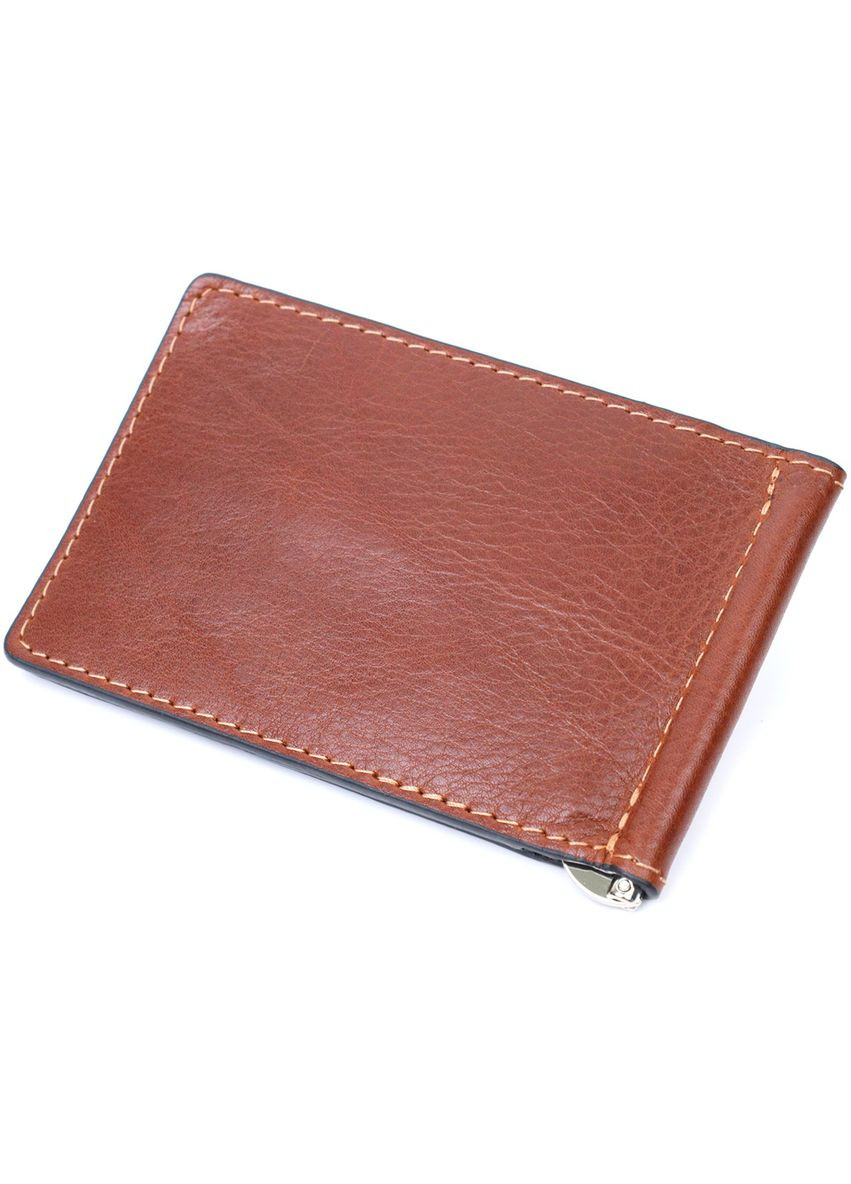 Надійний шкіряний затискач для грошей 11668 Коричневий Grande Pelle (329151464)