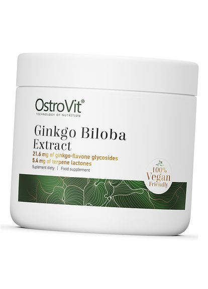 Екстракт листя гінкго білоба, Ginkgo Biloba Extract, 50г Без смаку (71250055) Ostrovit (322728794)