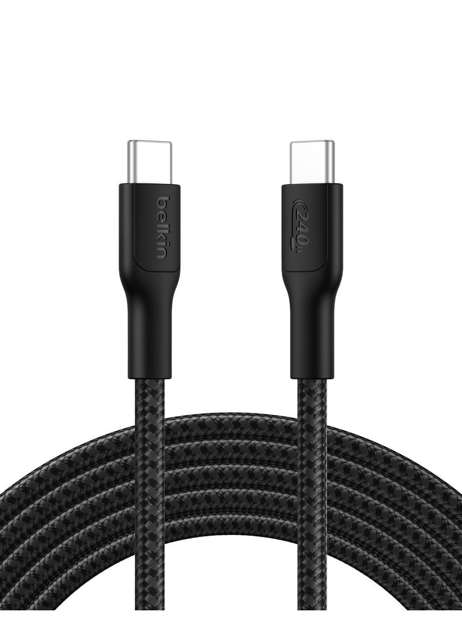 Кабель USB-C > USB-C заряджання/синхронізації 3м, 240Вт, Type-C, плетінь, чорний Belkin (364873964)