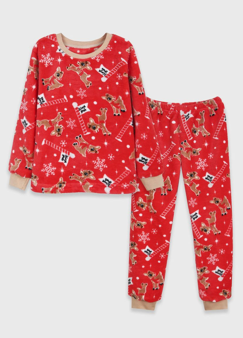 Червона зимня піжама для дівчинки Фламинго
