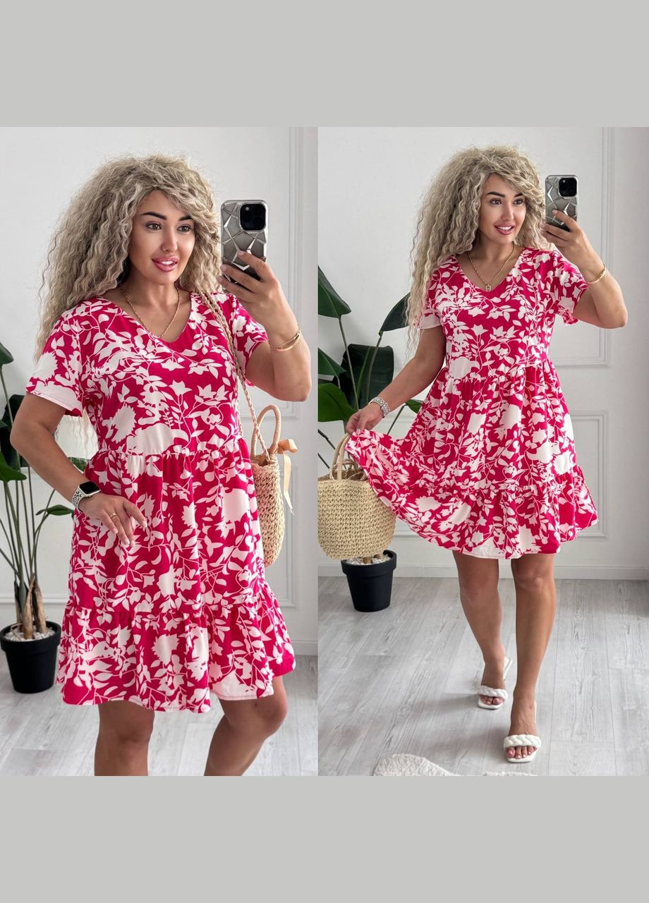 Червона повсякденний, кежуал жіноча сукня Style Point з квітковим принтом