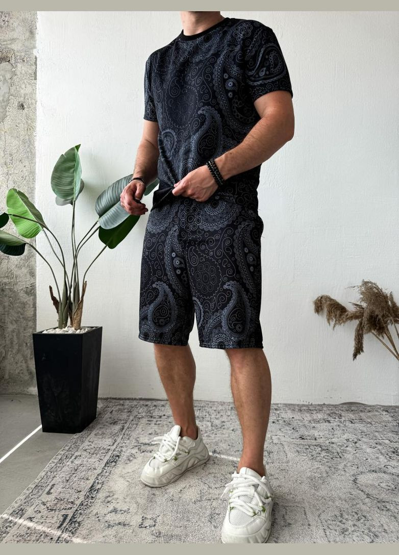 Черный мужской летний спортивный костюм с модным дизайном. No Brand (370961193)