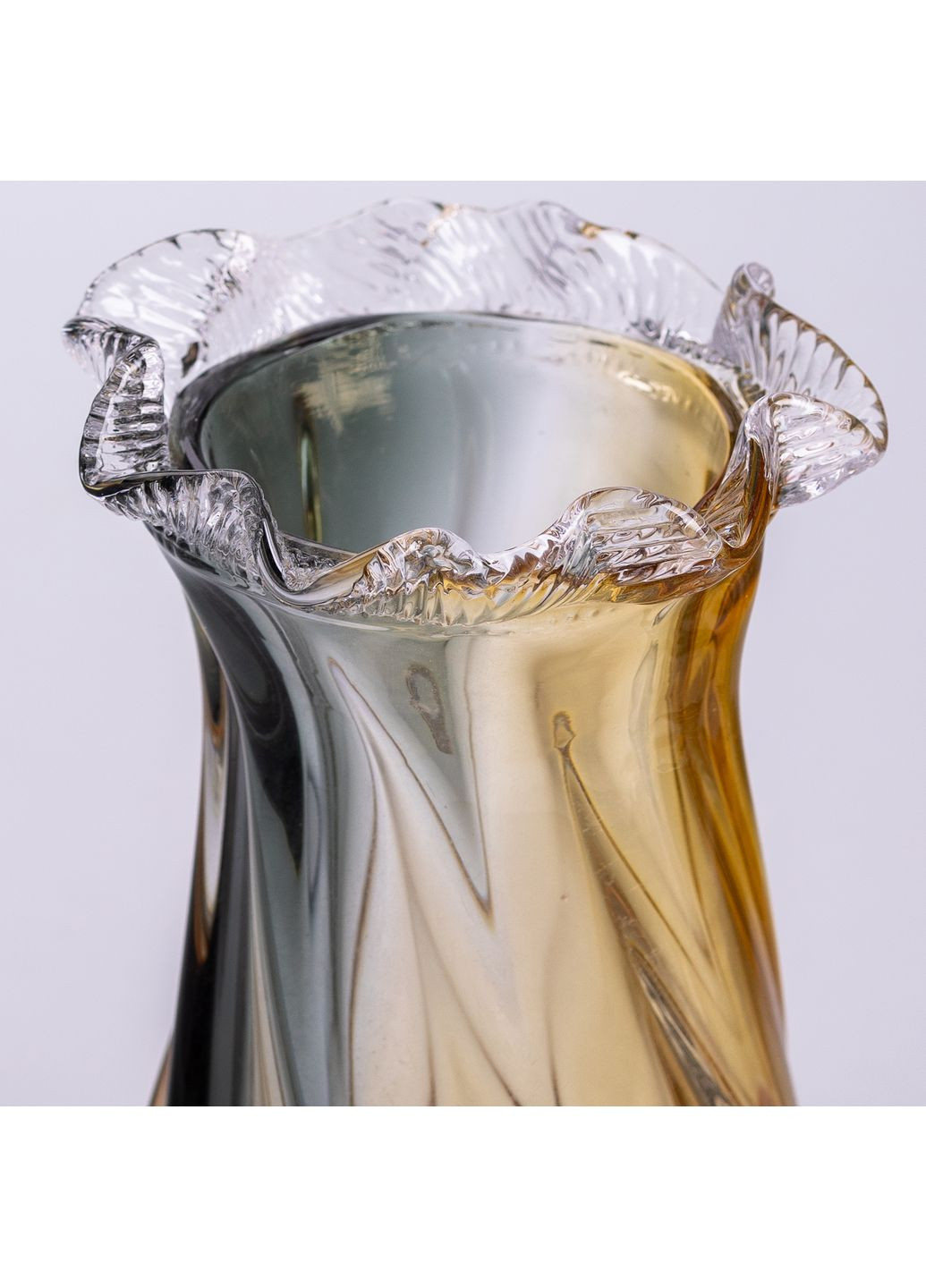 Ваза ручної роботи Yiwu Lilly скляна 21 см жовто-сіра HP-9-12 No Brand (358885676)