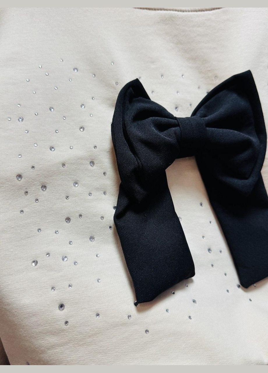 Бежевий демісезонний костюм дитячий зі спідницею, комплект на дівчинку з бантом No Brand