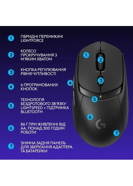 Мышь компьютерная безпроводная G309 LIGHTSPEED Black L910-007199 черная Logitech (389708310)