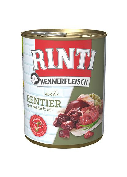 Беззерновий вологий корм Kennerfleisch mit Rentier – для собак з олениною 800 г (4000158910783) Rinti (352196194)